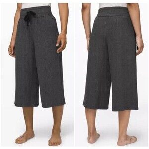 Lululemon Retreat Yourself Heathered Core Dark Grey Cropped Wide Leg Pant Size 4